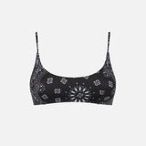 Schwarzer Bralette-Badeanzug für Damen mit Bandana-Muster