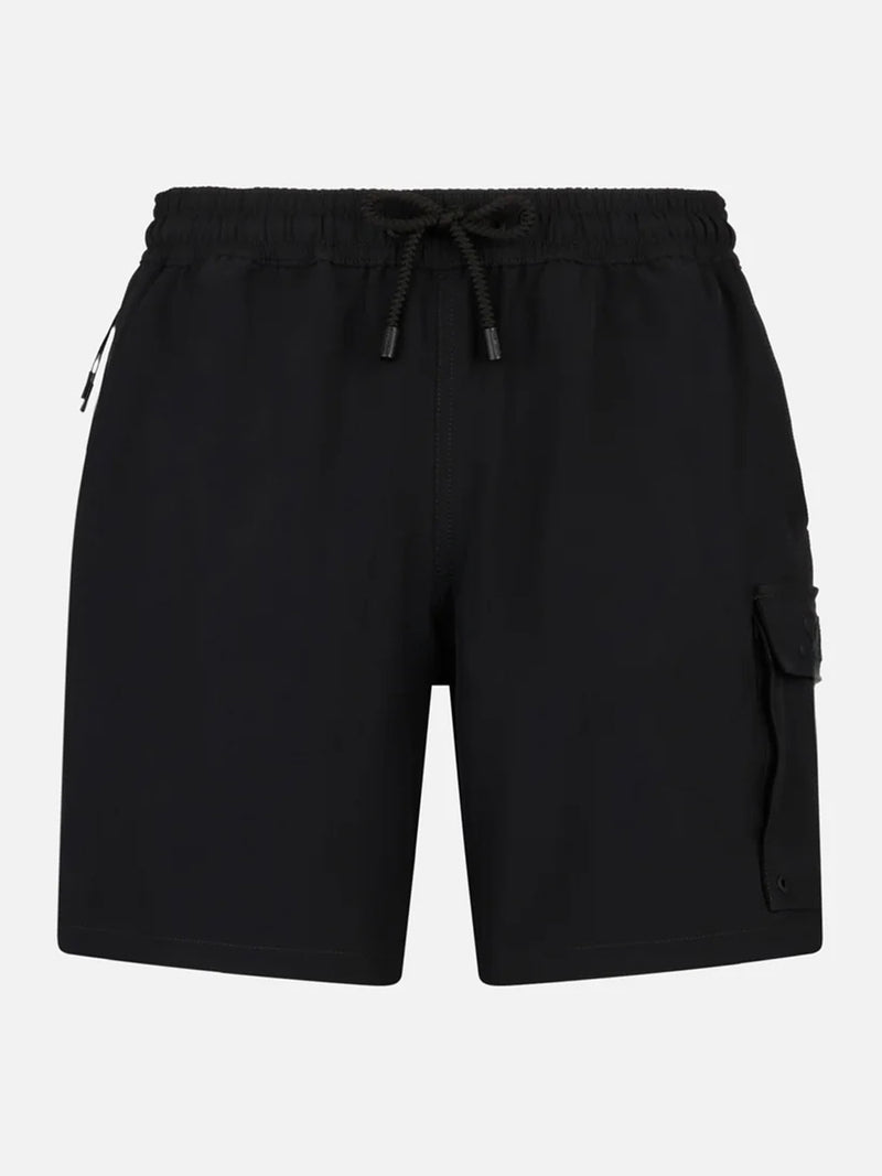 Bequeme und elastische Herren-Badeshorts in Schwarz