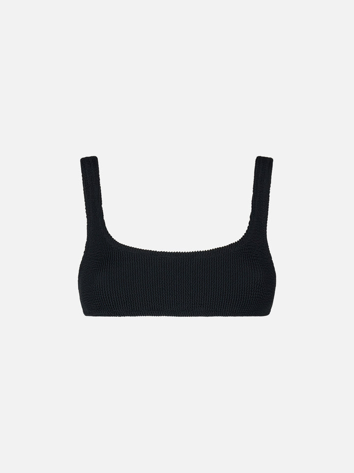 Woman black crinkle bralette swimsuit - MC2 Saint Barth