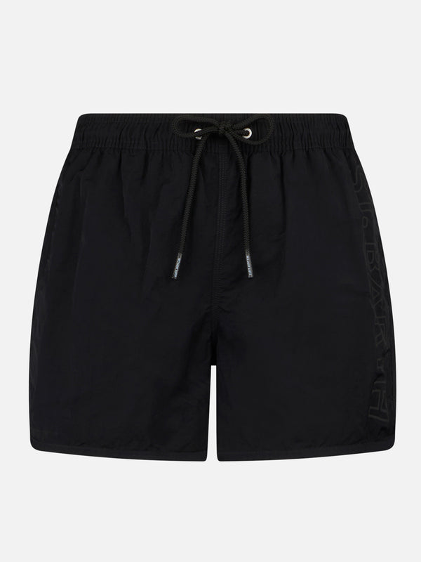 Herren-Badeshorts mit seitlichem Logo und Kontrast