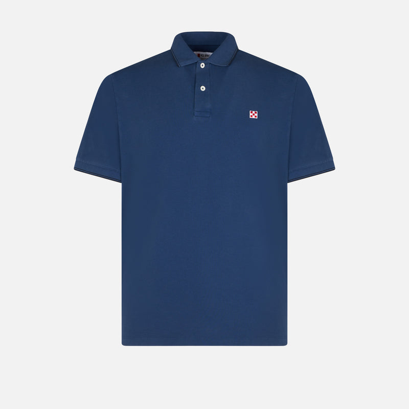 Blaues Denim-Piquet-Polo mit St. Barth-Logo