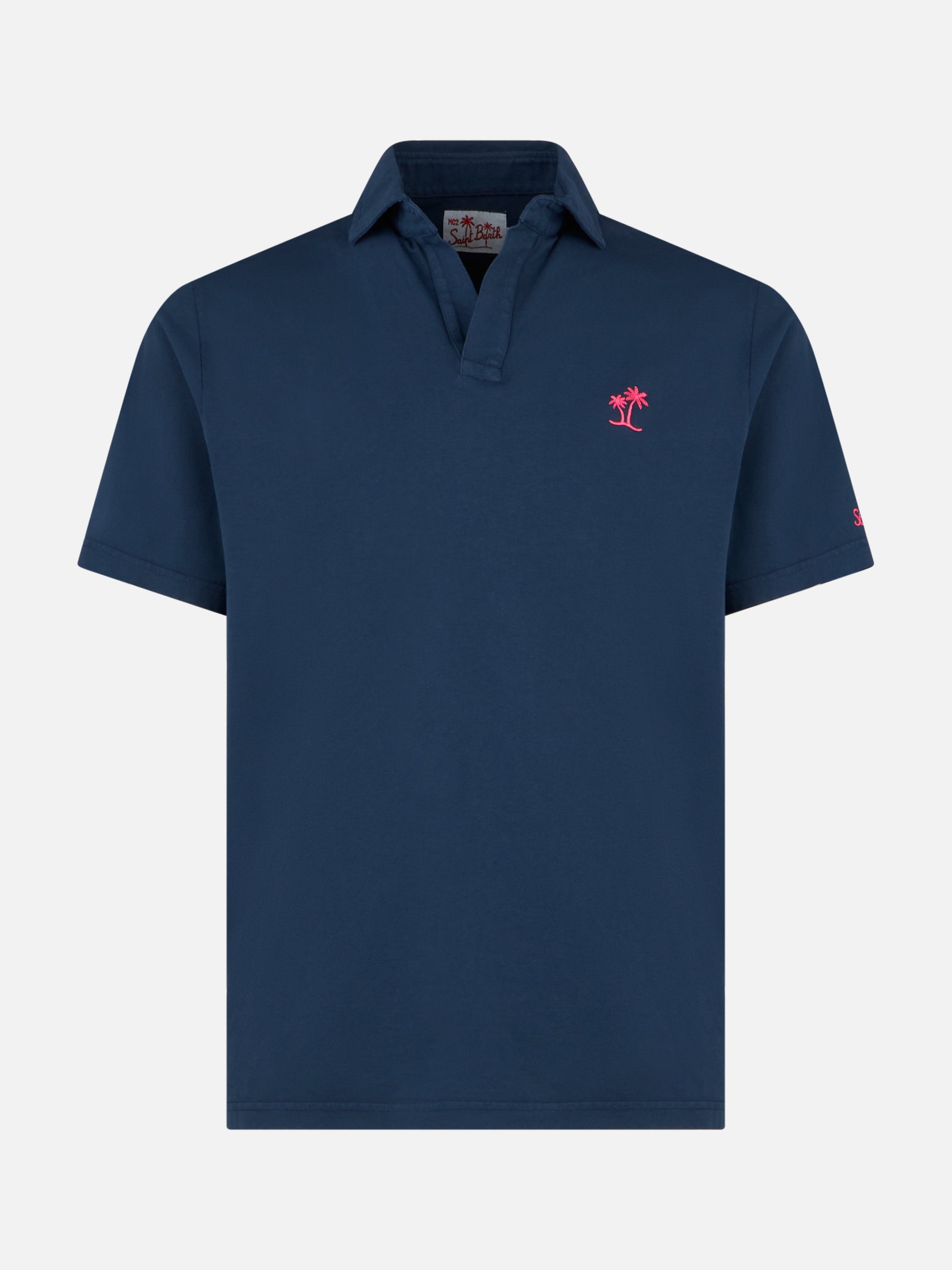 Navy blue cotton jersey man polo - MC2 Saint Barth