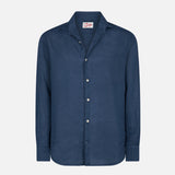 Camicia da uomo Pamplona in lino blu navy