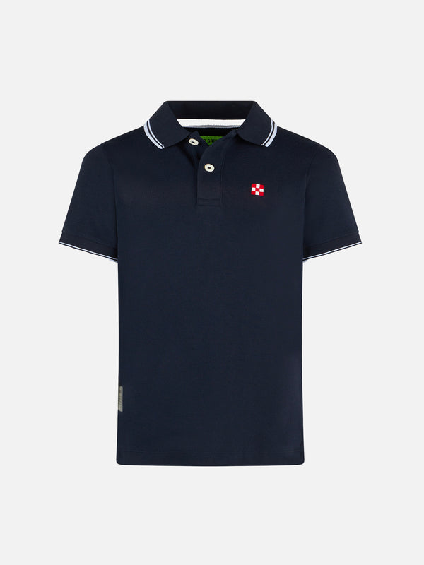 Blue piquet polo with St. Barth logo