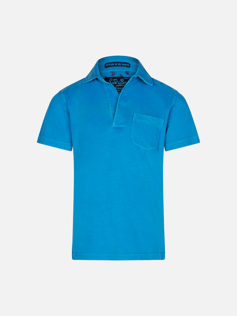 Polo da bambino in jersey bluette