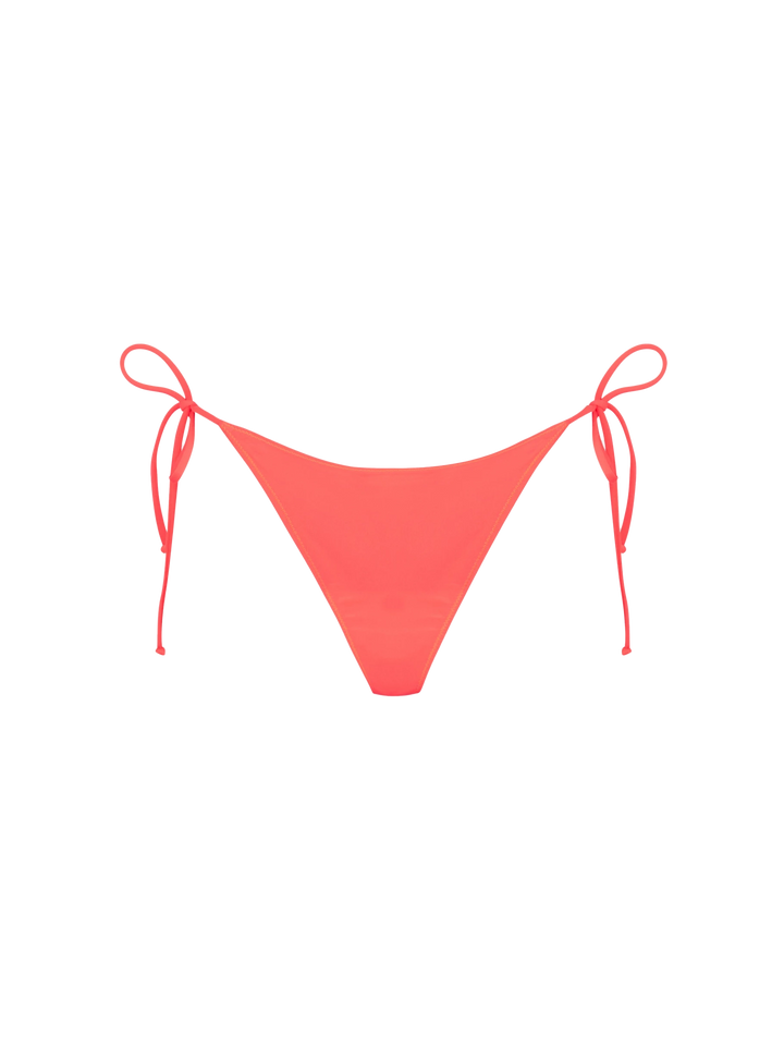 Woman fluo red triangle bikini