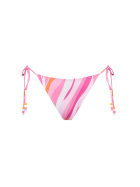 Damen-Badehose mit Wellenmuster, seitlichen Schnürsenkeln und Anhängern