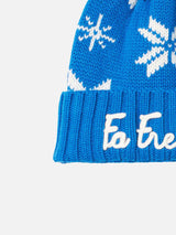 Boy blue beanie with norwegian pattern