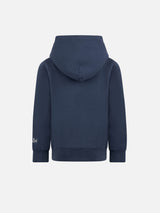 Boy blue hoodie with St. Barth ski club print