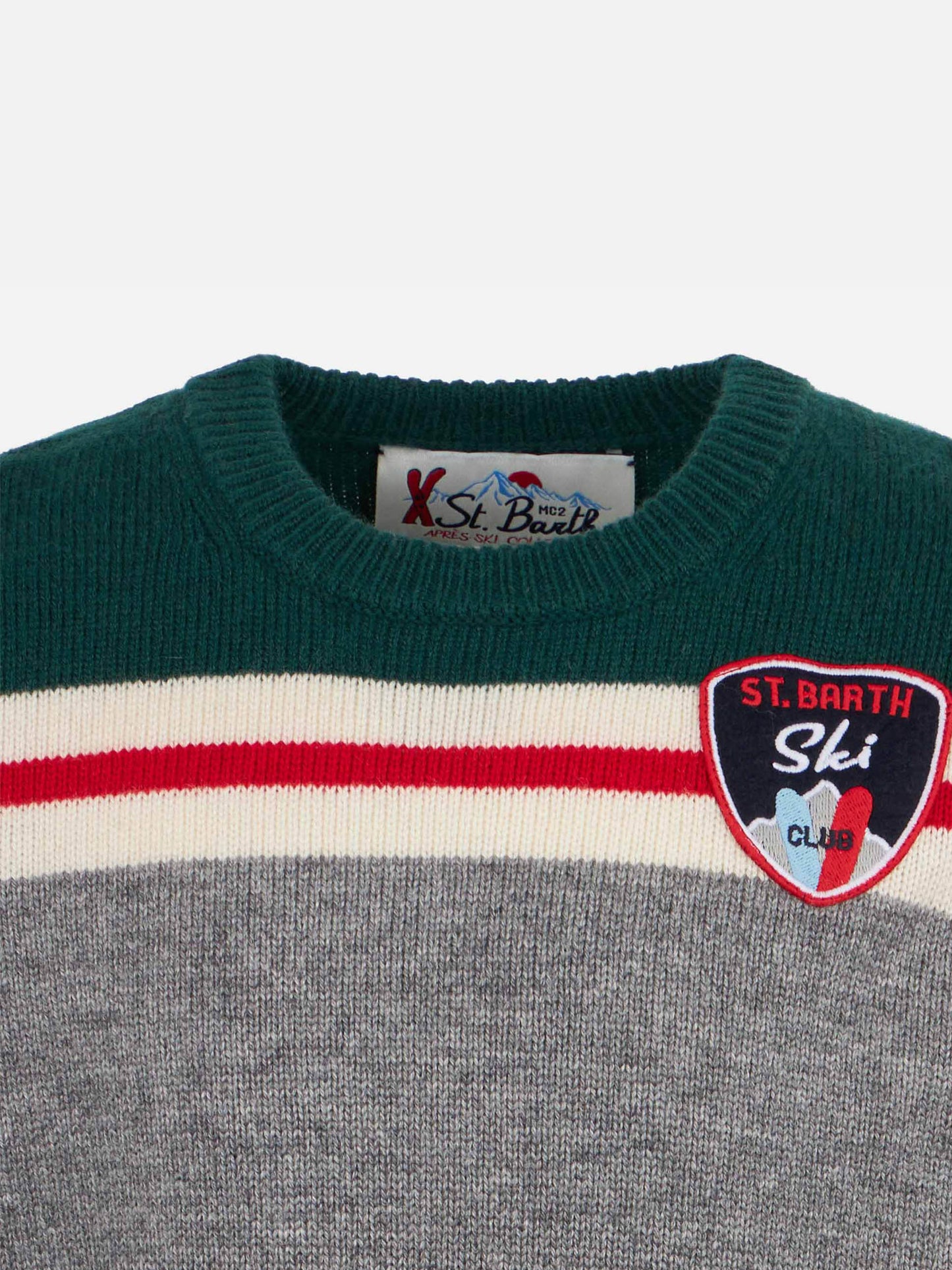 Maglione girocollo da bambino con patch St. Barth Ski club