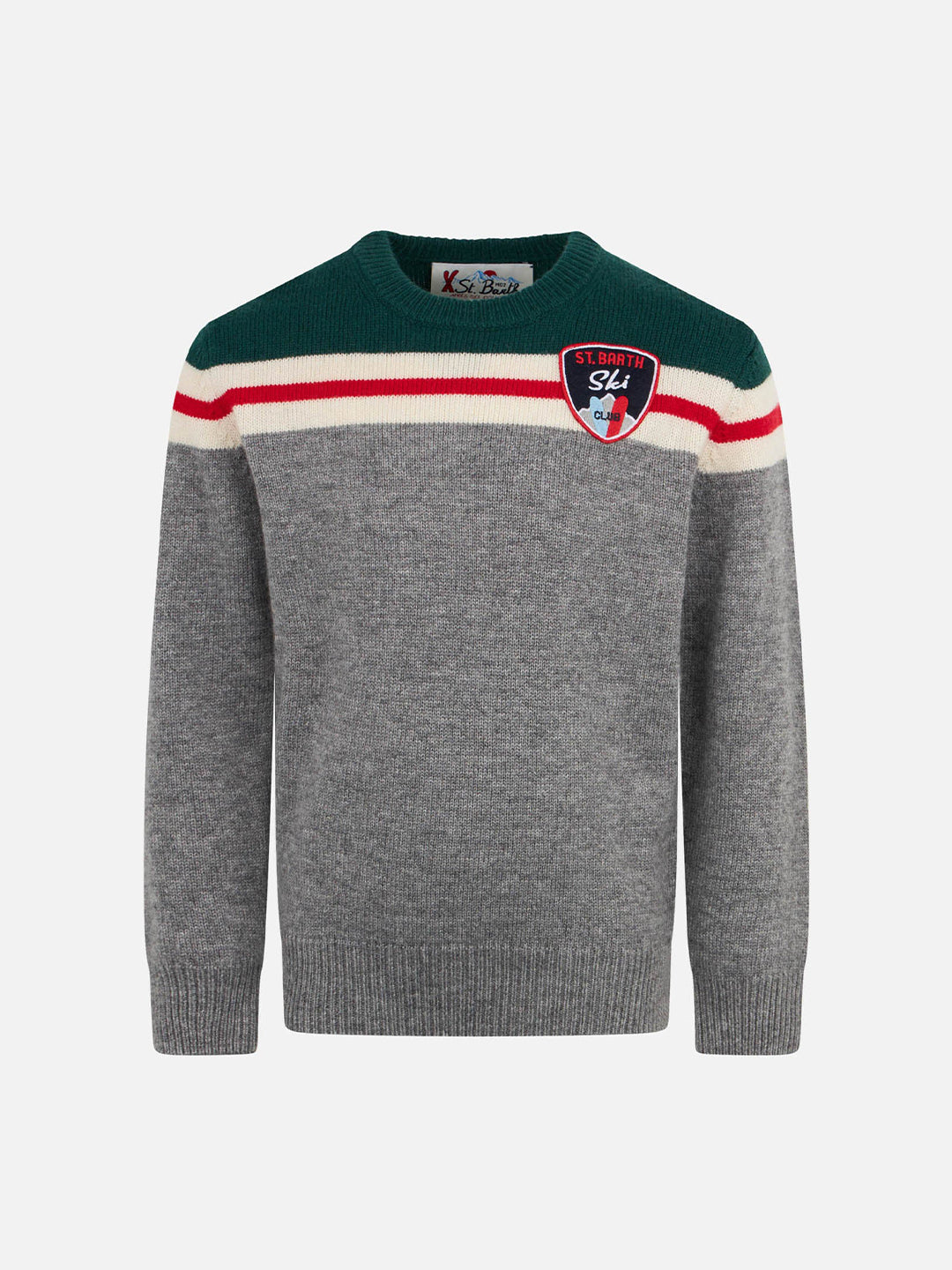 Maglione girocollo da bambino con patch St. Barth Ski club