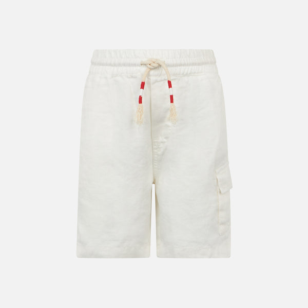 White color linen bermuda short