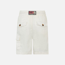 White color linen bermuda short