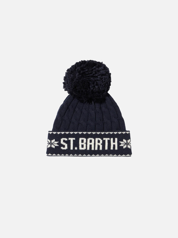 Boy navy blue beanie with pompon