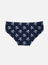 Blue navy boy swim briefs pirates micro print