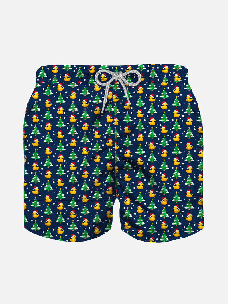 Boy swim shorts with Christmas ducky print