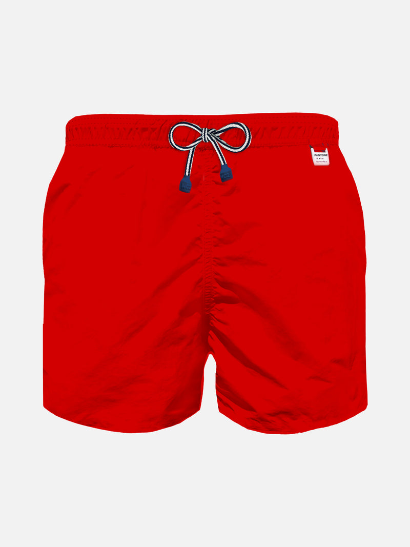 Badeshorts für Jungen aus rotem, hellem Stoff | Pantone® Sonderausgabe