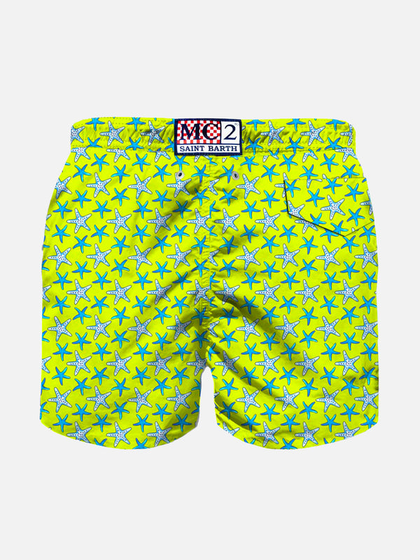 Jungen-Badeshorts aus leichtem Stoff mit Seestern-Print