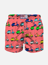 Boy swim shorts with multicolor Vespa all over print | VESPA PIAGGIO©