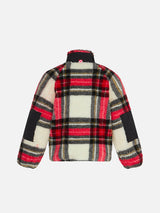 Kids tartan sherpa jacket with St. Barth Bob Club embroidery