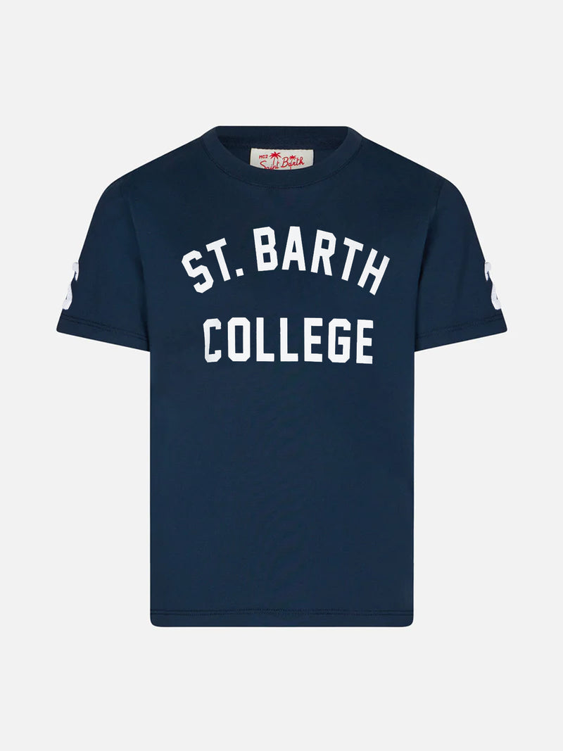 Kinder-Baumwoll-T-Shirt mit St. Barth College-Schriftzug