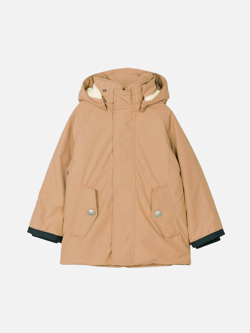 Beige Parkajacke für Jungen mit Kapuze Voyager Jr