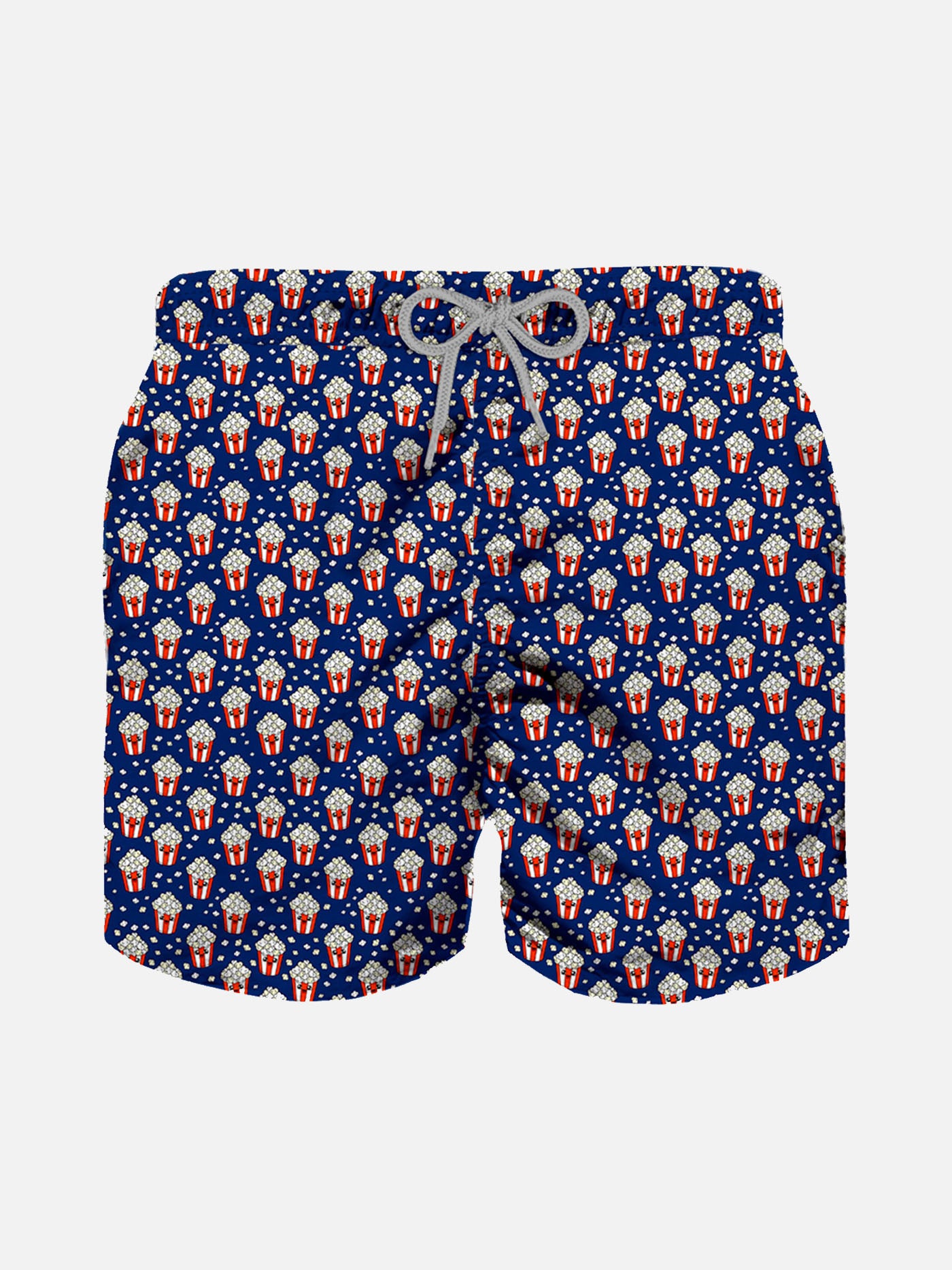 Boy light fabric swim shorts with pop corn print