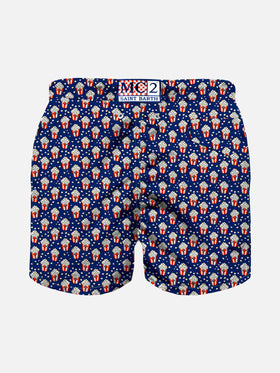 Boy light fabric swim shorts with pop corn print