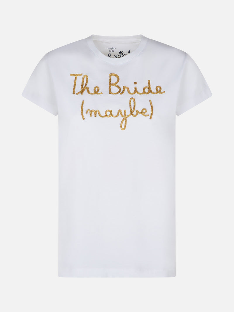 T-shirt da donna in cotone con ricamo The Bride (maybe)