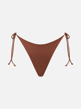 Woman brown swim briefs with side laces