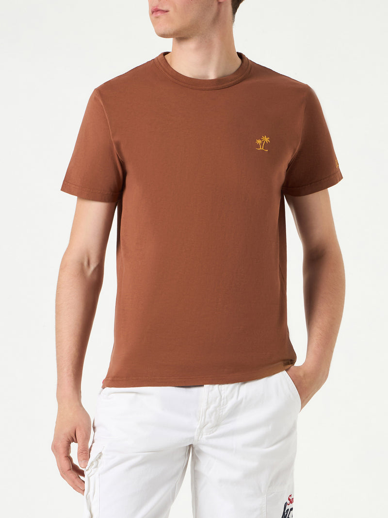 T-shirt da uomo in cotone marrone