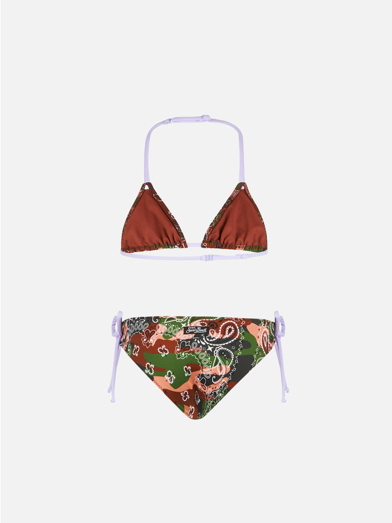 Mädchen-Triangel-Bikini mit nachgeahmtem Bandana-Print