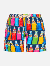 Boy lightweight fabric swim-shorts Jean Lighting with pop corn print