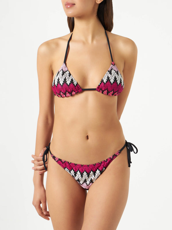 Bikini da donna a triangolo in maglia chevron