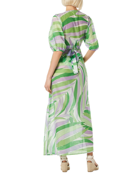 Cotton and silk long dress Bliss with palm print