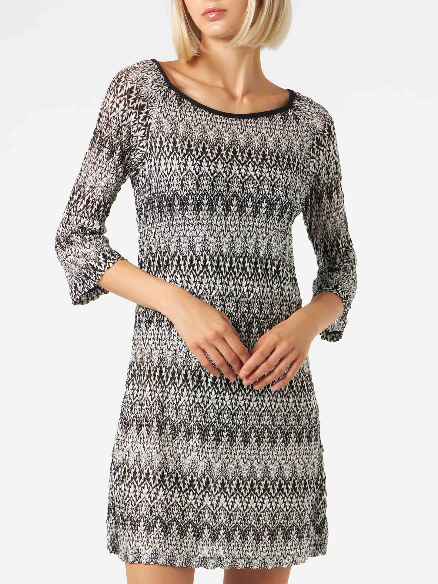 Black and white knitted chevron mini dress - MC2 Saint Barth