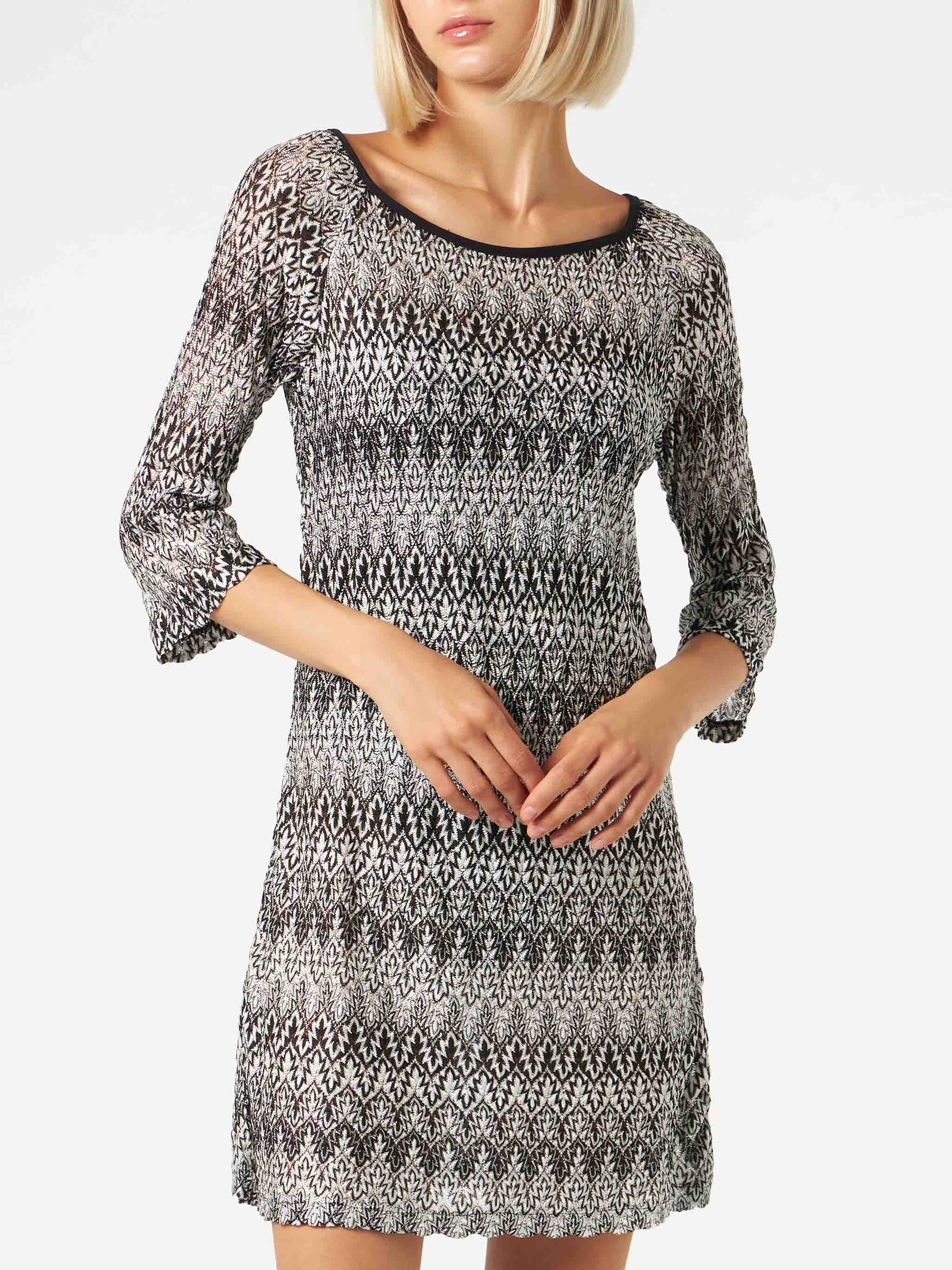 Black and white knitted chevron mini dress - MC2 Saint Barth