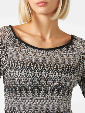 Black and white knitted chevron mini dress - MC2 Saint Barth