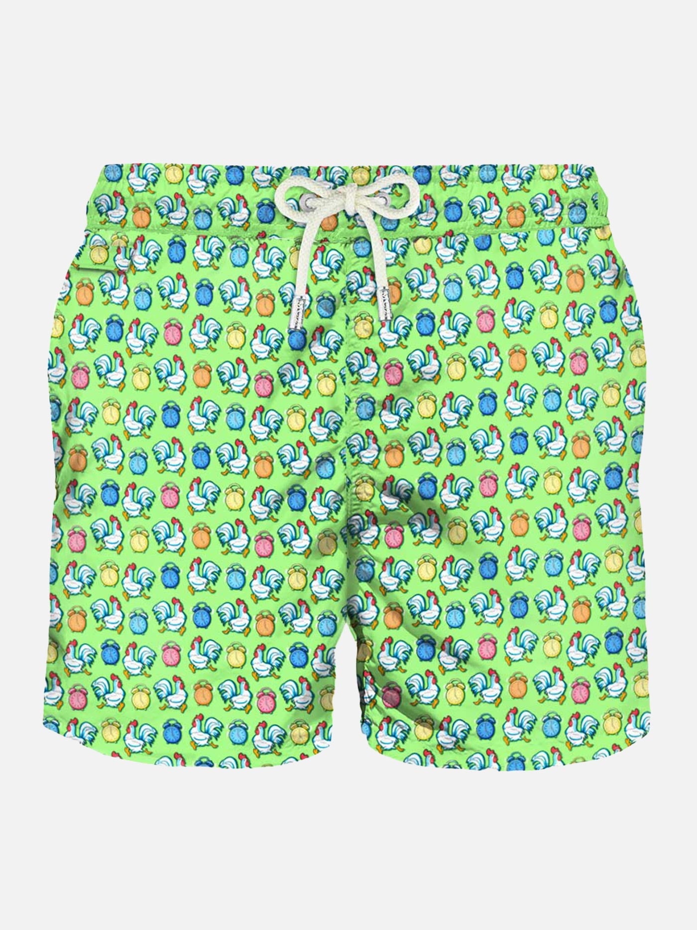 Herren-Badeshorts aus leichtem Stoff mit Hahnenmuster