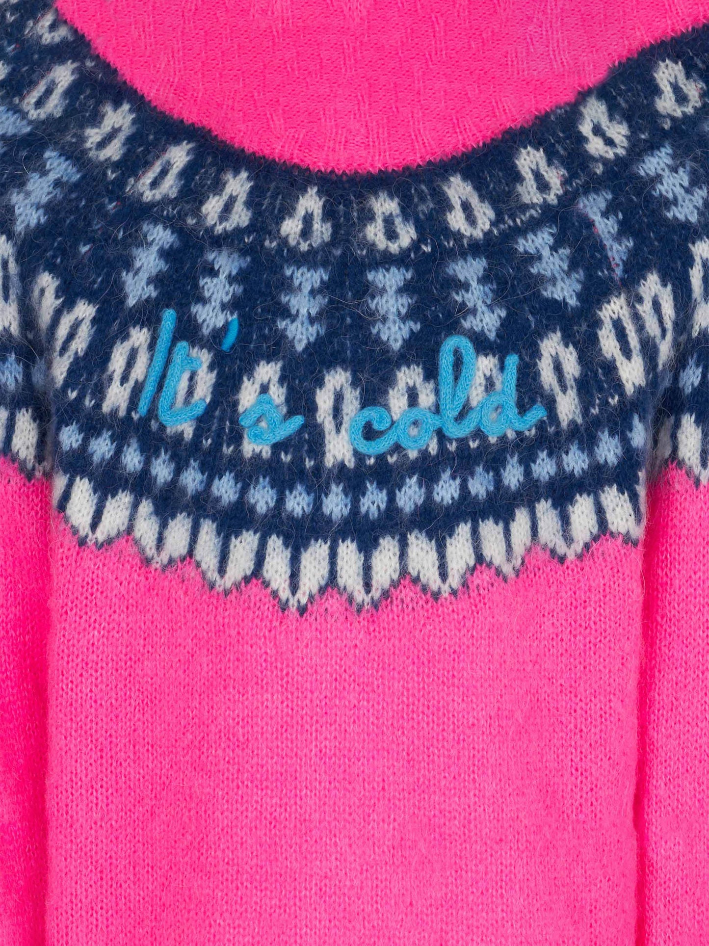 Gebürsteter Mädchenpullover mit Rundhalsausschnitt und nordischem Jacquard
