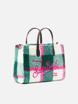 Vivian sherpa handbag with multicolor check print