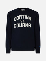 Man crewneck sweater with Cortina vs Courma jacquard