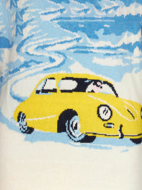 Boy navy blue sweater with Cortina jacquard