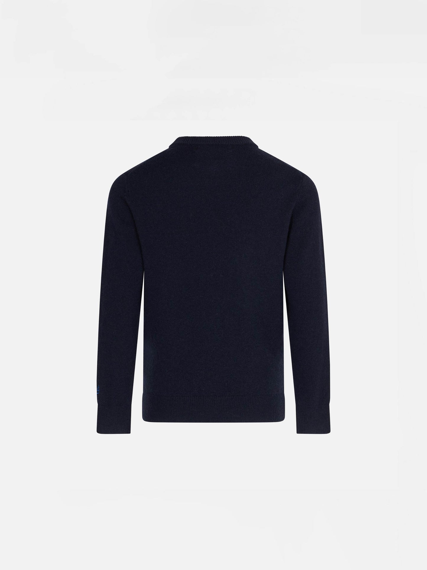 Boy navy blue sweater with Cortina jacquard