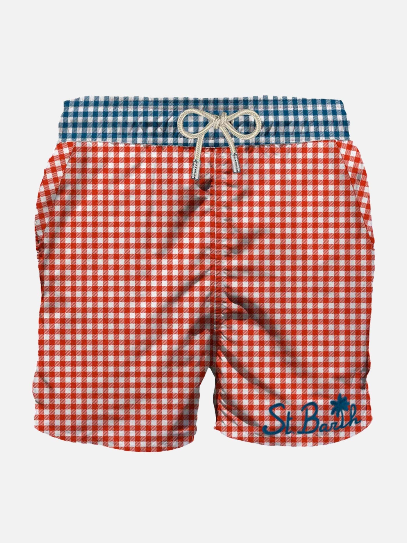 Costume da bagno da uomo stampa vichy e taschino