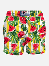 Mid-length swim shorts with watermelon print