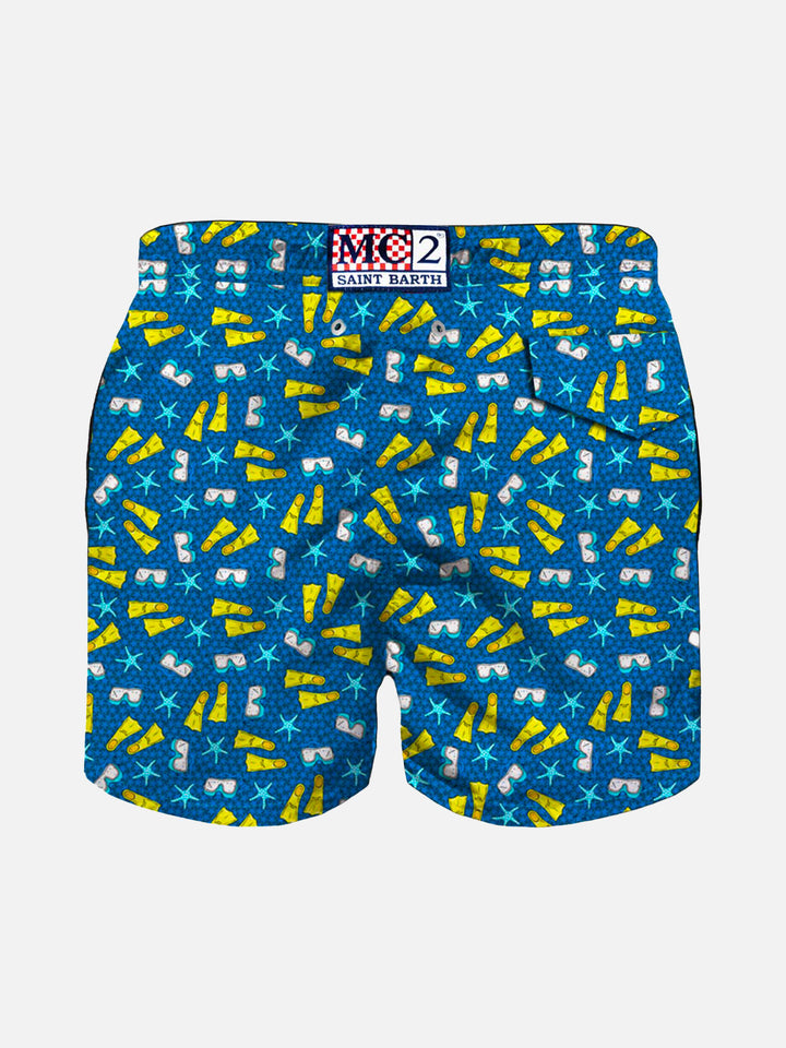 Snorkeling print light fabric boy swim shorts - MC2 Saint Barth