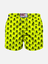 Boy swim shorts with micro skulls print