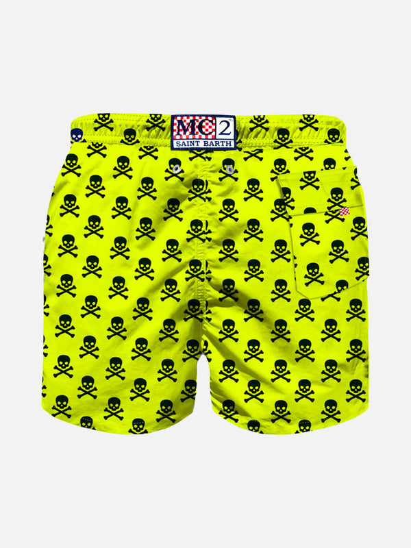 Boy swim shorts with micro skulls print