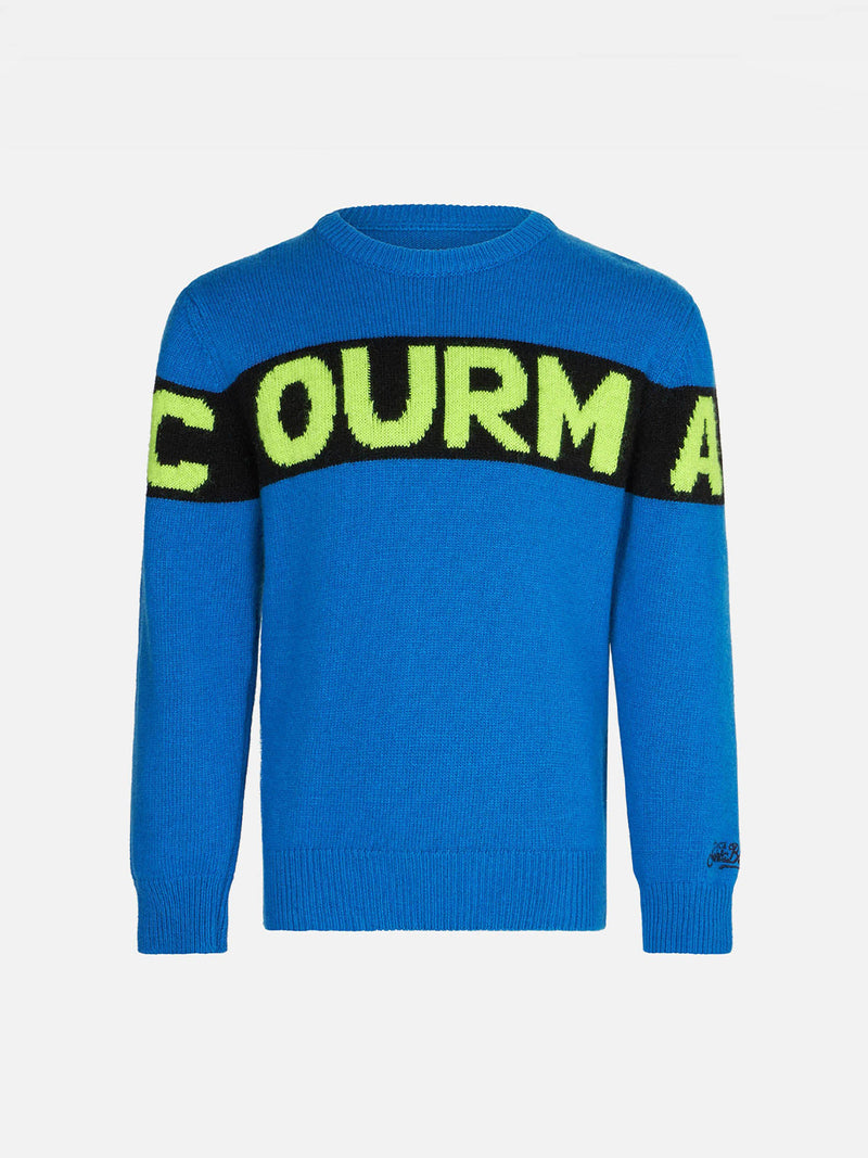 Maglia da bambino blu con scritta Courma